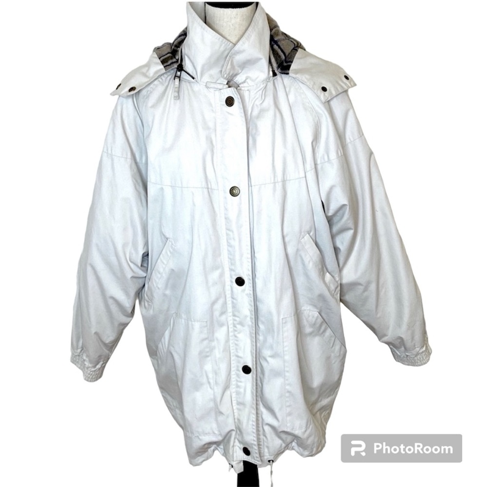 New York Classics Ivory Off White Hooded Warm Winter Heavy Coat Jacket Size L